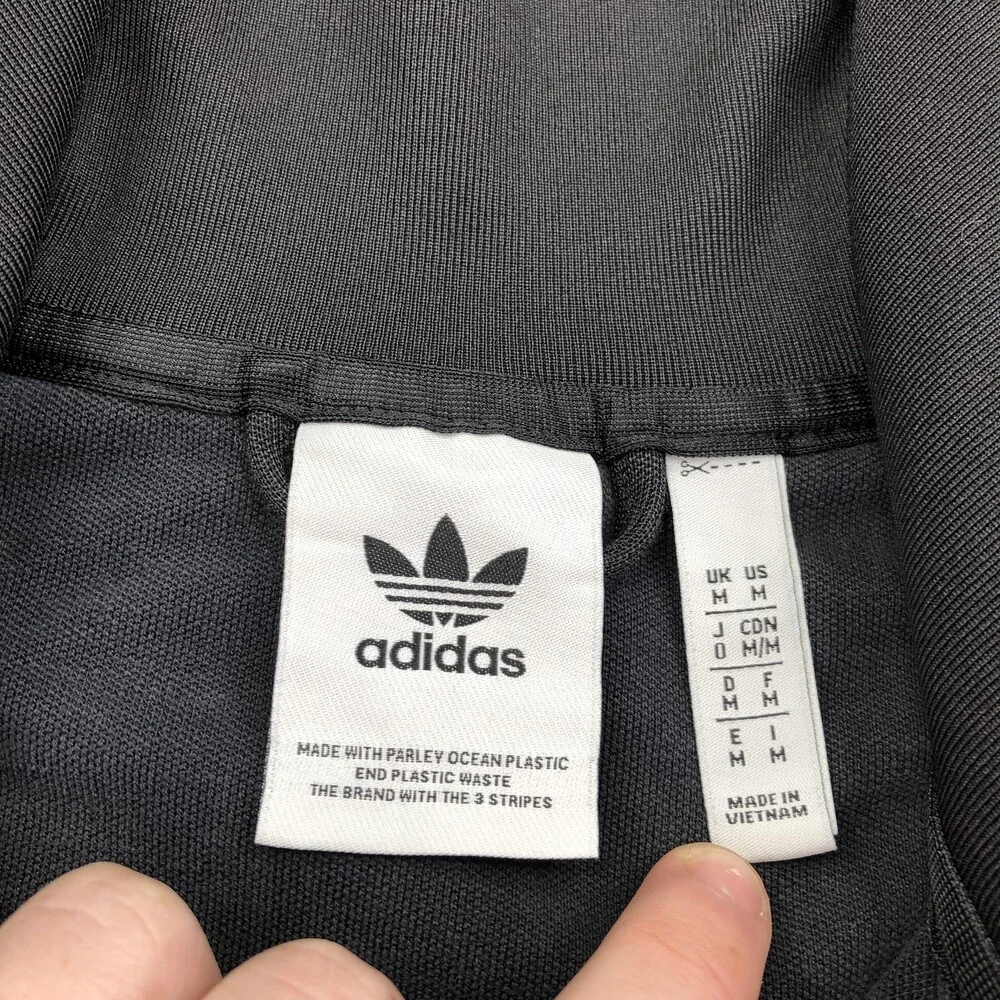 Adidas Jacket Mens Medium Black Zip Track 3 Stripe Parley Ocean Plastic Firebird